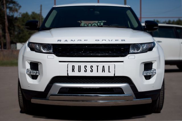 Защита RusStal переднего бампера 75х42/75х42 овалы для Land Rover Range Rover Evoque I Dynamic 2011-2018. Артикул REDZ-000660