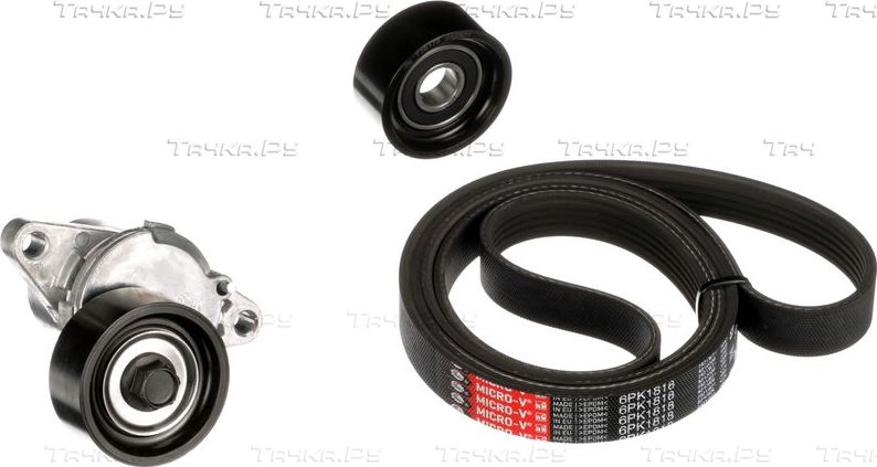 Приводной ремень поликлиновой с роликами (комплект) Gates Micro-V® Kit для Renault Symbol ll 2008-2012. Артикул K016PK1818