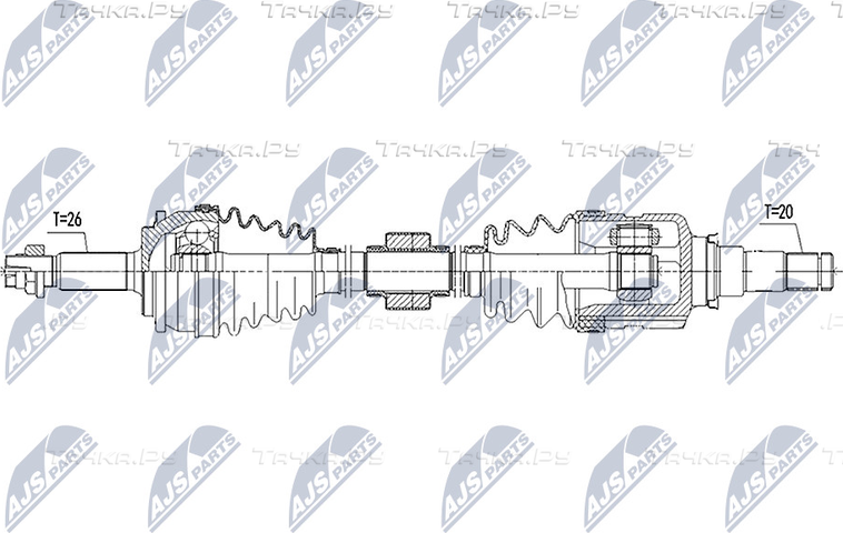 Полуось (привод в сборе, приводной вал) NTY. Артикул NPW-TY-087