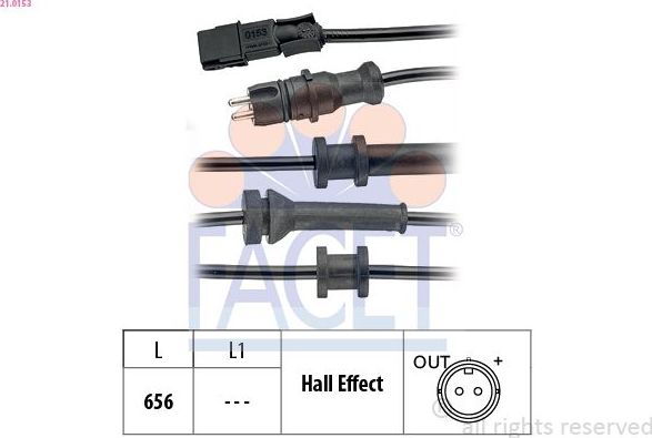 Датчик ABS Facet Made in Italy - OE Equivalent задний правый/левый для Renault Laguna II 2001-2007. Артикул 21.0153