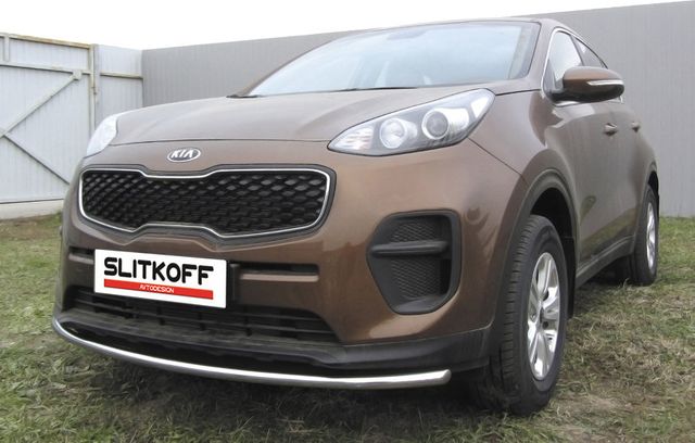 Защита Slitkoff переднего бампера d42 для Kia Sportage IV 2016-2018. Артикул KSP16-002
