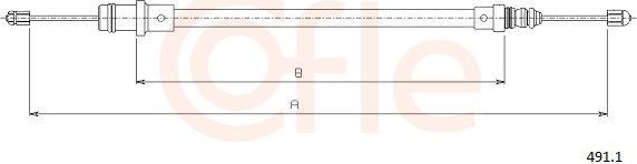 Трос ручника (тросик ручного тормоза) Cofle передний для Citroen Jumpy I 1995-2006. Артикул 491.1