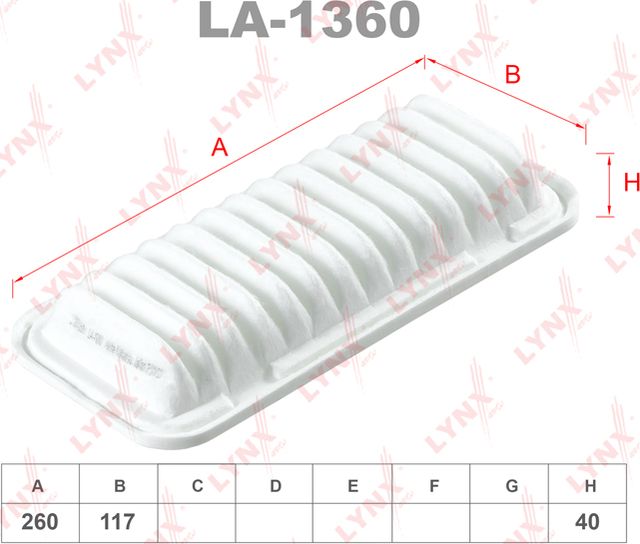 Воздушный фильтр LYNXauto для Toyota Yaris Verso 2002-2005. Артикул LA-1360