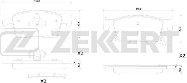 Тормозные колодки Zekkert передние для Opel Astra K 2015-2026. Артикул BS-1352