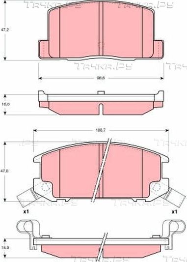 Тормозные колодки TRW задние для Toyota MR2 III (W30) 1999-2007. Артикул GDB3058