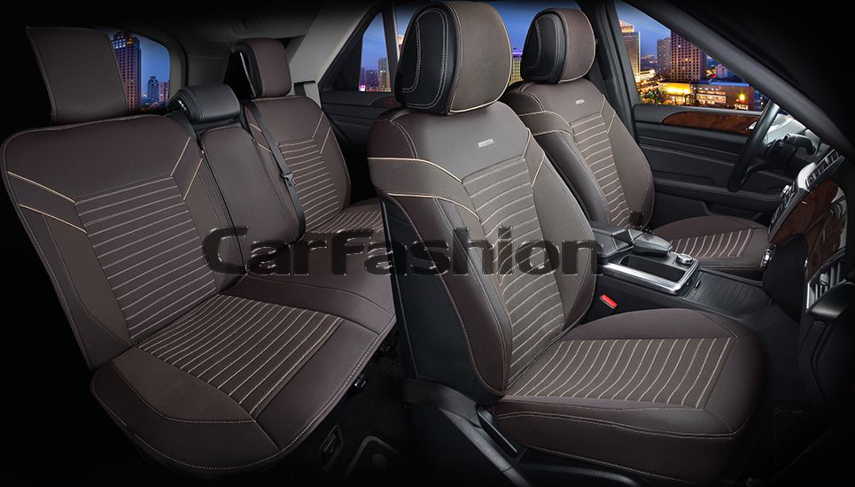 Накидки универсальные CarFashion Chester Plus для авто, цвет Коричневый/Бежевый/Бежевый. Артикул 22336