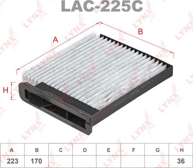 Салонный фильтр LYNXauto. Артикул LAC-225C