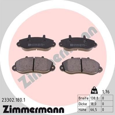 Тормозные колодки Zimmermann. Артикул 23302.180.1