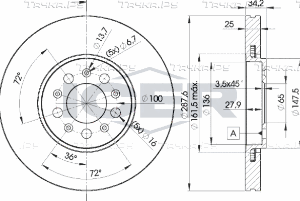 Тормозной диск Icer передний для SEAT Cordoba II 2002-2009. Артикул 78BD5604-2