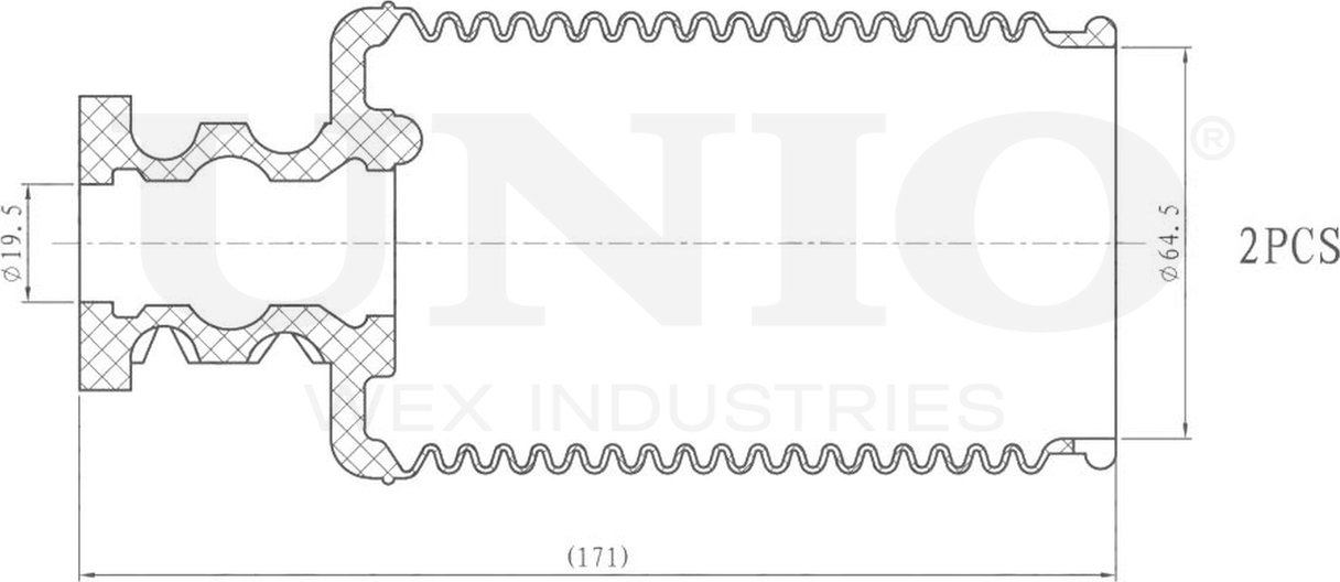 Отбойник и пыльник амортизатора, комплект (Unio). Артикул DUC-50063