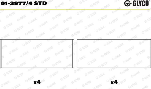 Вкладыши шатунные Glyco для Renault Logan II 2013-2026. Артикул 01-3977/4 STD