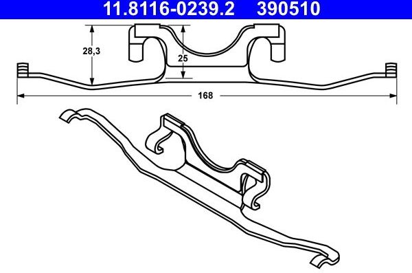 Пружина тормозного суппорта ATE передний для BMW 5 IV (E39) 1996-2003. Артикул 11.8116-0239.2