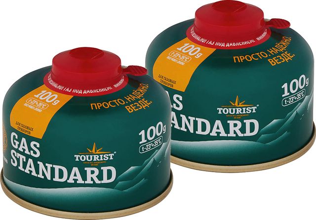 Баллон газовый резьбовой Tourist STANDARD для портативных приборов 100 г. комплект 2 шт.. Артикул TBR-100-SET2