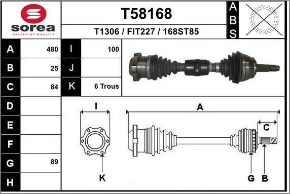 Полуось (привод в сборе, приводной вал) EAI. Артикул T58168