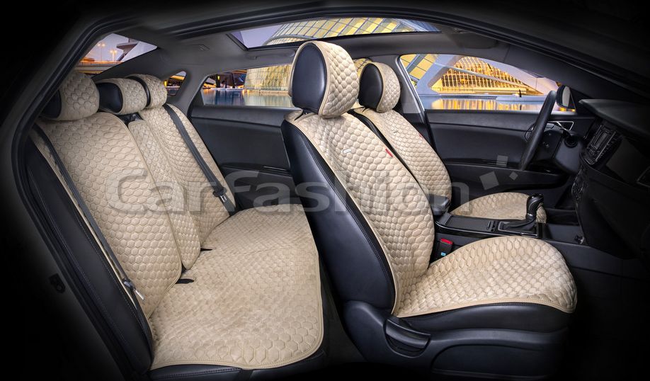 Накидки универсальные CarFashion Capri Pro Plus для авто, цвет Бежевый/Бежевый/Бежевый. Артикул 22013
