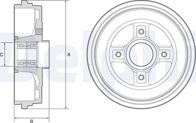 Тормозной барабан Delphi для Renault Clio IV 2012-2019. Артикул BFR626