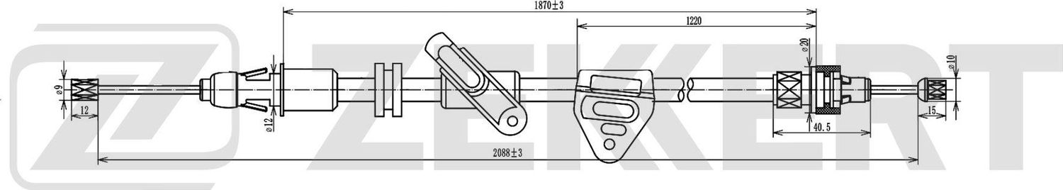 Трос ручника (тросик ручного тормоза) Zekkert. Артикул BZ-1173