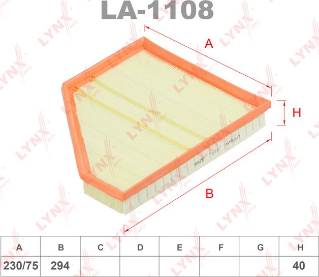 Воздушный фильтр LYNXauto. Артикул LA-1108
