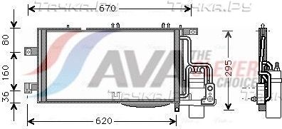 Радиатор кондиционера (конденсатор) AVA (алюминий). Артикул OLA5370D