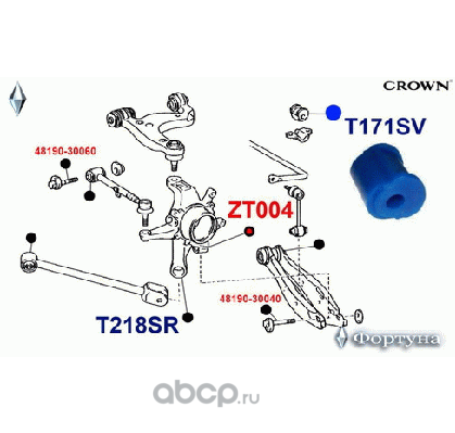 48818-30120 сайлентблоки полиуретановые (Фортуна). Артикул T171SV