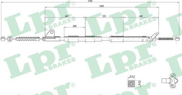 Трос ручника (тросик ручного тормоза) LPR. Артикул C0858B