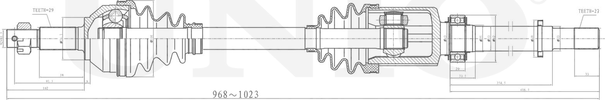 Вал приводной (Unio). Артикул CVJ-10062