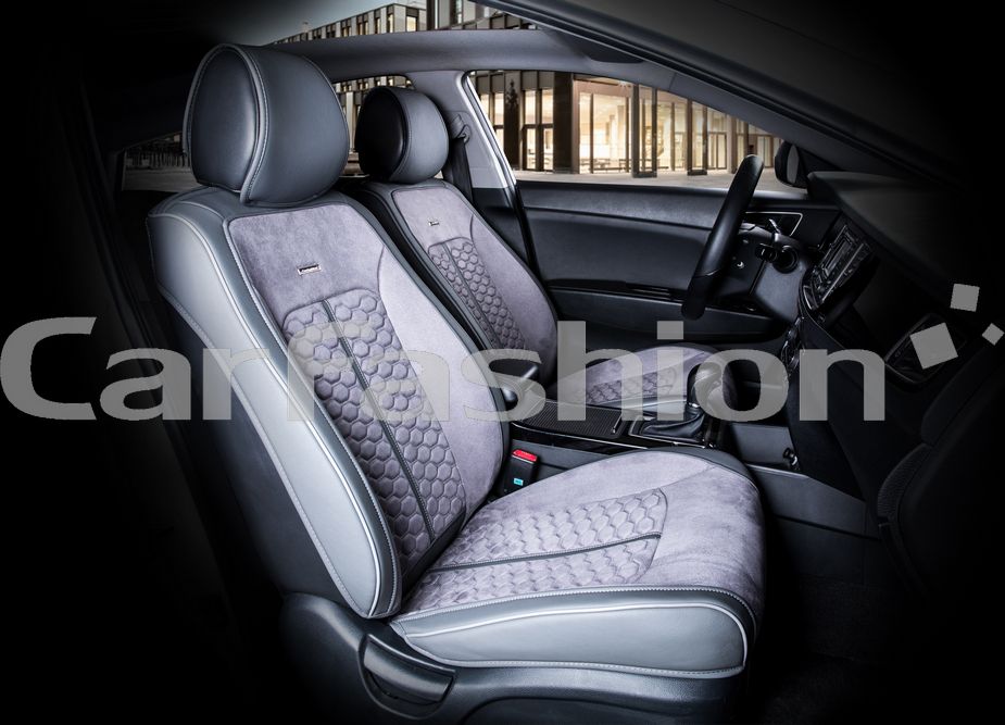 Накидки универсальные CarFashion Stalker Front на передние сидения авто, цвет Серый/Т. серый/Т. серый. Артикул 21057