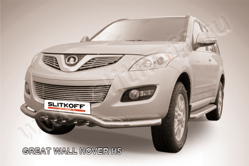 Защита Slitkoff переднего бампера d57 Волна для Great Wall Hover H5 2011-2016. Артикул GWHN-H5-001