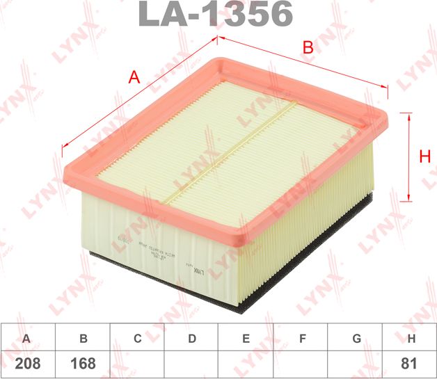 Воздушный фильтр LYNXauto. Артикул LA-1356