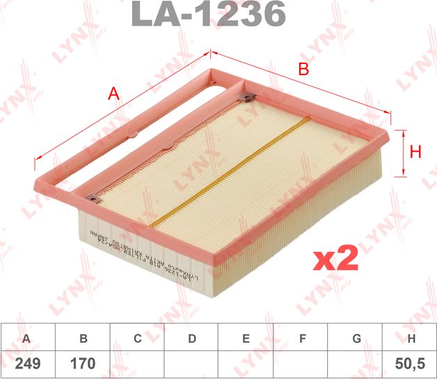 Воздушный фильтр LYNXauto для Maybach 62 I 2002-2012. Артикул LA-1236