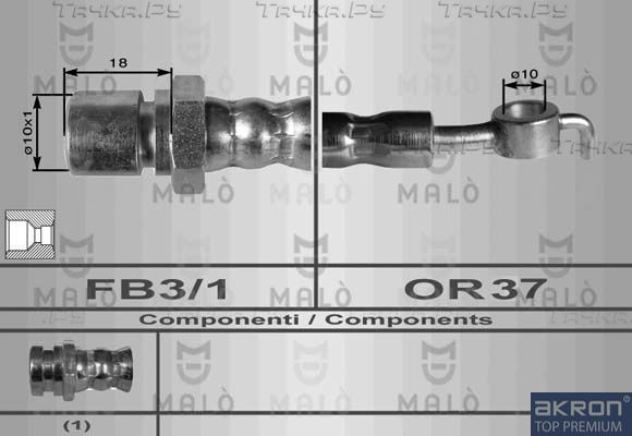 Тормозной шланг Malò задний правый для Chevrolet Nubira 2005-2011. Артикул 80322