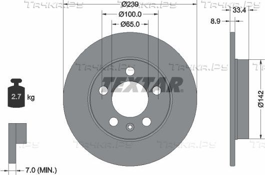 Тормозной диск Textar Pro задний для Skoda Octavia Tour 1999-2010. Артикул 92105803