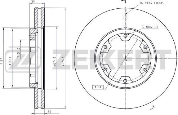 Тормозной диск Zekkert передний для Nissan Pathfinder WD21 1986-1995. Артикул BS-5815
