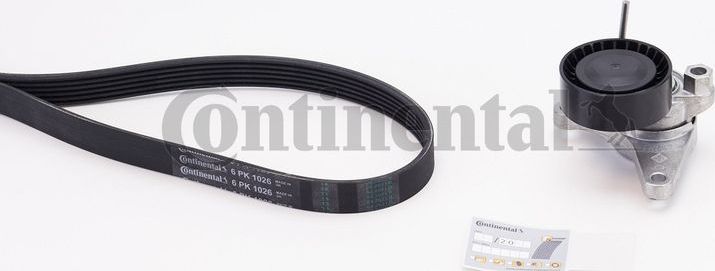 Приводной ремень поликлиновой с роликами (комплект) ContiTech. Артикул 6PK1026K1