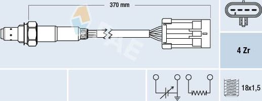 Лямбда-зонд (кислородный датчик) FAE для Daewoo Lanos 1997-2008. Артикул 77309