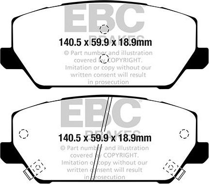 Тормозные колодки EBC Brakes передние для Hyundai i30 III 2017-2026. Артикул DP42343R