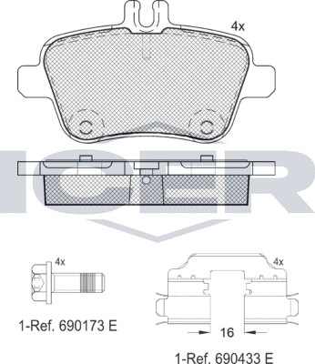 Тормозные колодки Icer. Артикул 182039-067