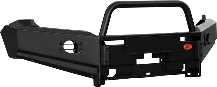 Бампер силовой OJ передний c защитной дугой, вертикальной площадкой лебёдки и дополнительным оборудованием для Volkswagen Amarok 2010-2016. Артикул 02.020.03