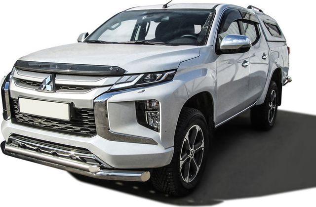Защита Slitkoff переднего бампера d76/57 двойная для Mitsubishi L200 V рестайлинг 2018-2026. Артикул ML18-001