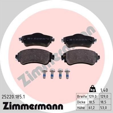 Тормозные колодки Zimmermann. Артикул 25220.185.1