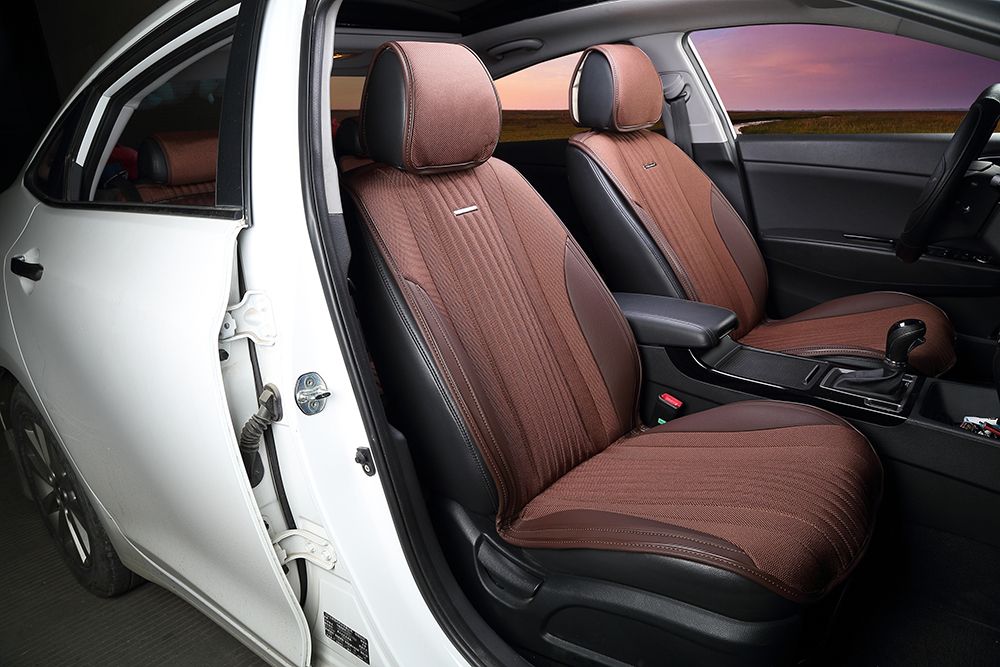 Накидки универсальные CarFashion Grand Plus для авто, цвет Светлый коричневый/Коричневый. Артикул 22295