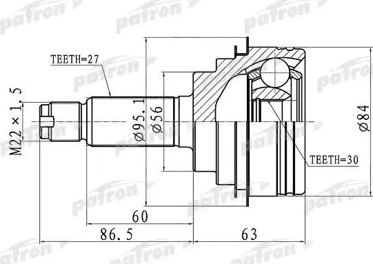 Шрус наружный (граната) Patron. Артикул PCV1260