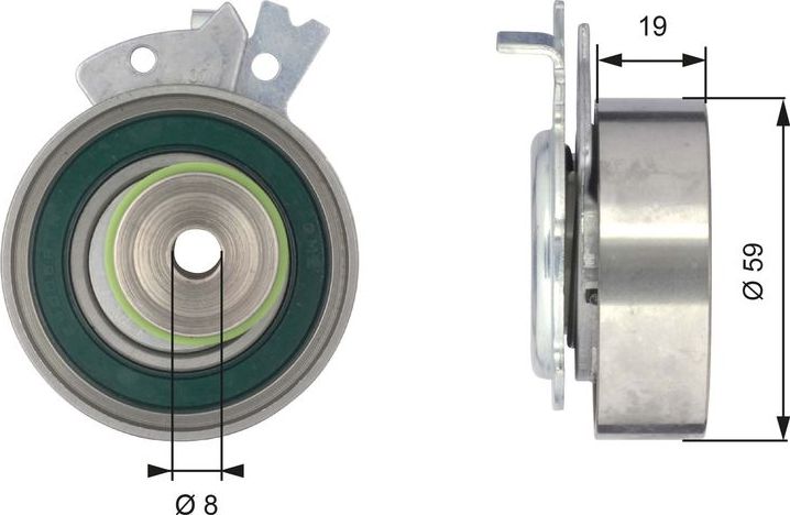 Натяжной ролик (натяжитель) ремня ГРМ Gates PowerGrip®. Артикул T43038