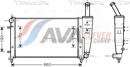 Радиатор охлаждения двигателя AVA ** CLEVER FIT ** для Fiat Punto II 1999-2012. Артикул FTA2290