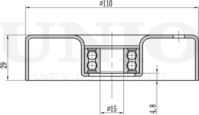 Ролик поликлинового ремня натяжной (Unio). Артикул TNS-10054