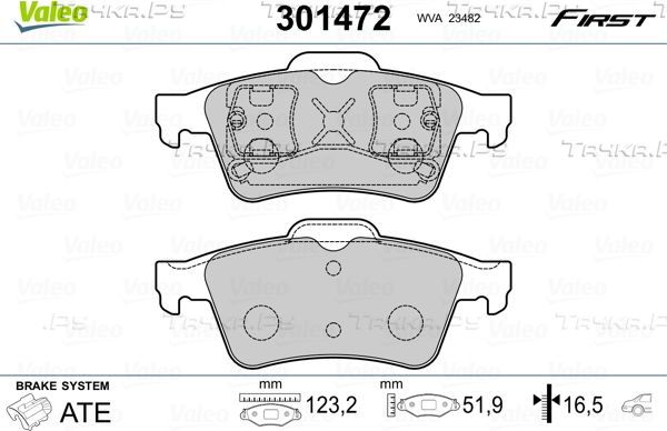 Тормозные колодки Valeo First задние для Renault Vel Satis I 2002-2009. Артикул 301472