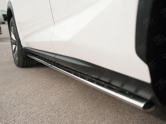 Защита порогов RusStal труба 75х42 овал с проступью для Lexus NX200 2014-2017 (кроме F-Sport). Артикул LNXO-002580