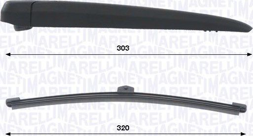 Поводок (рычаг) и щетка стеклоочистителя (дворника) Magneti Marelli. Артикул 000723180464