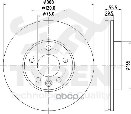Тормозной диск (Tyren). Артикул TYR1023561