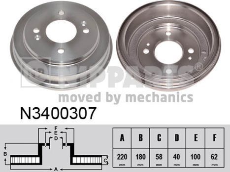 Тормозной барабан Nipparts. Артикул N3400307